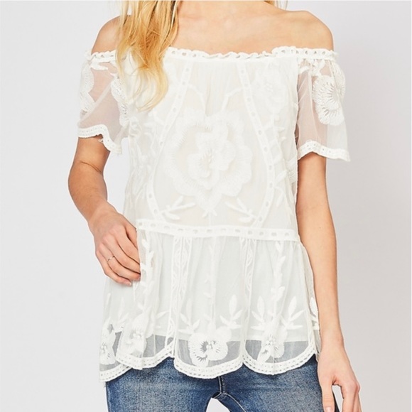 NWT  Entro | Lace Off-The-Shoulder Top | Medium - Picture 10 of 10